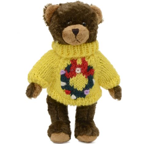 UP132MY : 8" Yellow Wreath Sweater Bear